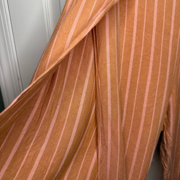 Free People Open Harem Pants Salmon Pink and Orange Stripes Size 12 GUC see pics - Picture 3 of 6